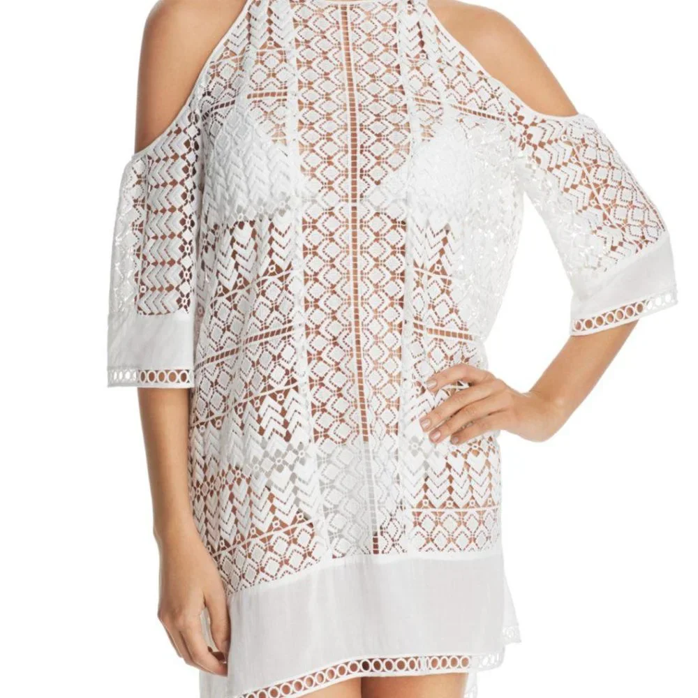 Ramy Brook Silas Cold Shoulder Lace Coverup Dress